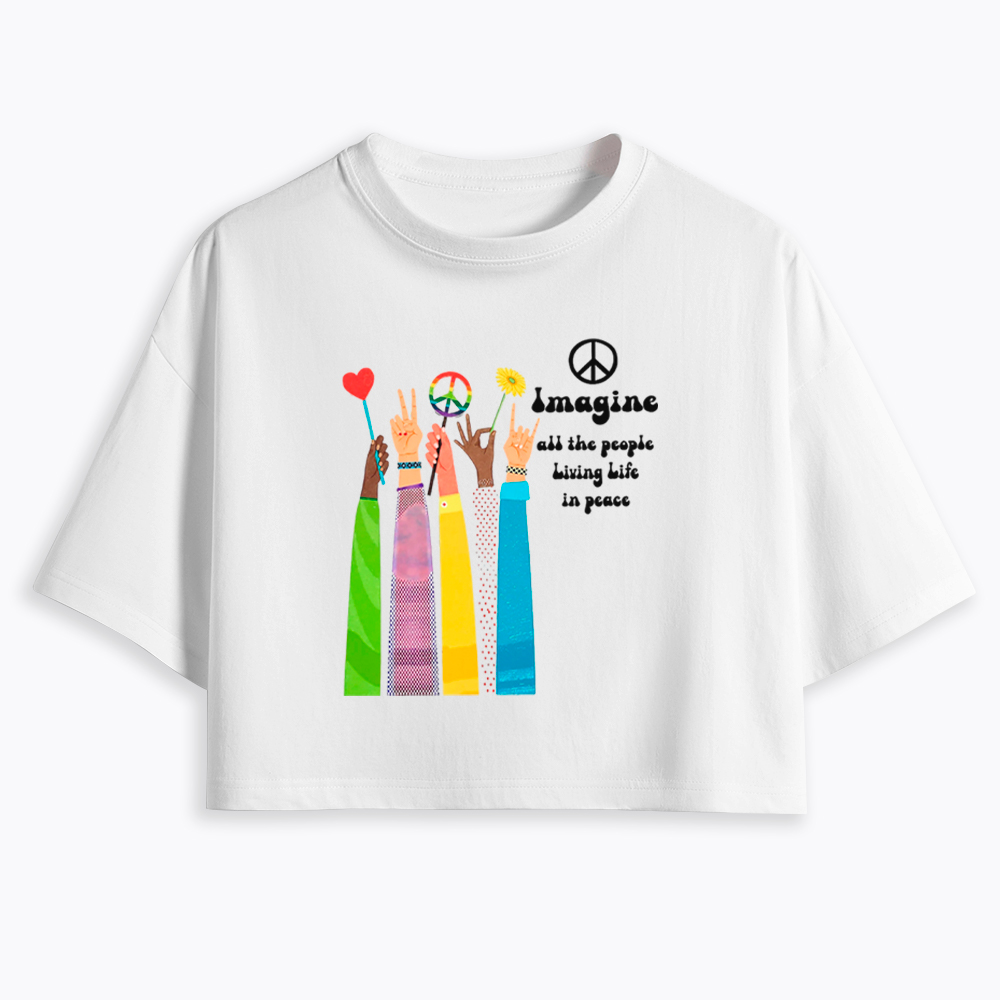 Imagine All The People Living Life In Peace Cropped T-Shirt