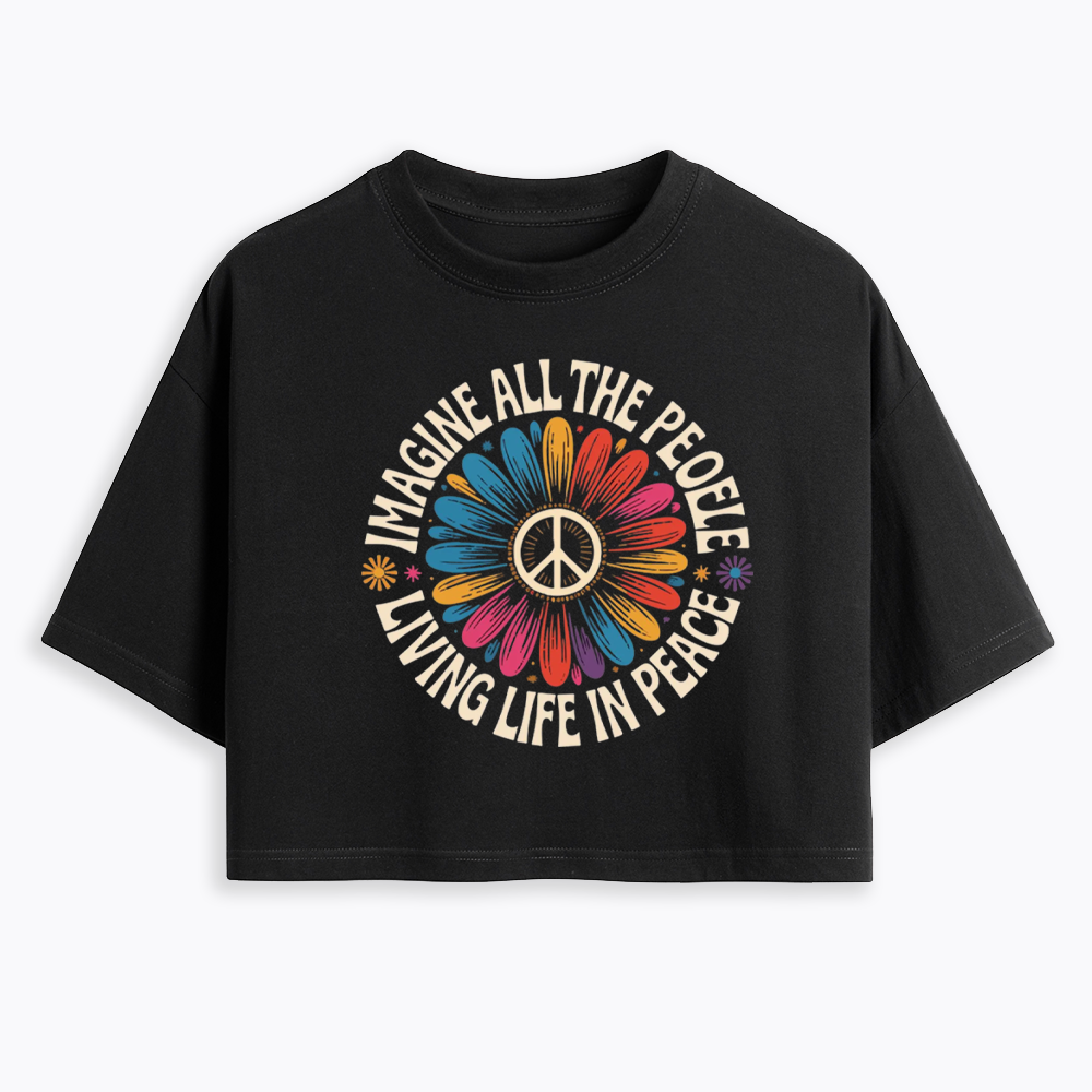 Imagine All the People Living Life in Peace Cropped T-Shirts