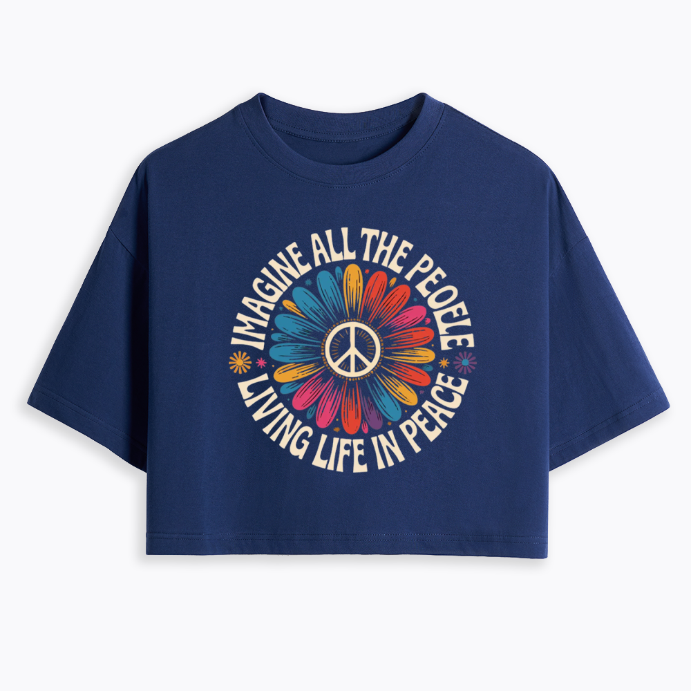Imagine All the People Living Life in Peace Cropped T-Shirts