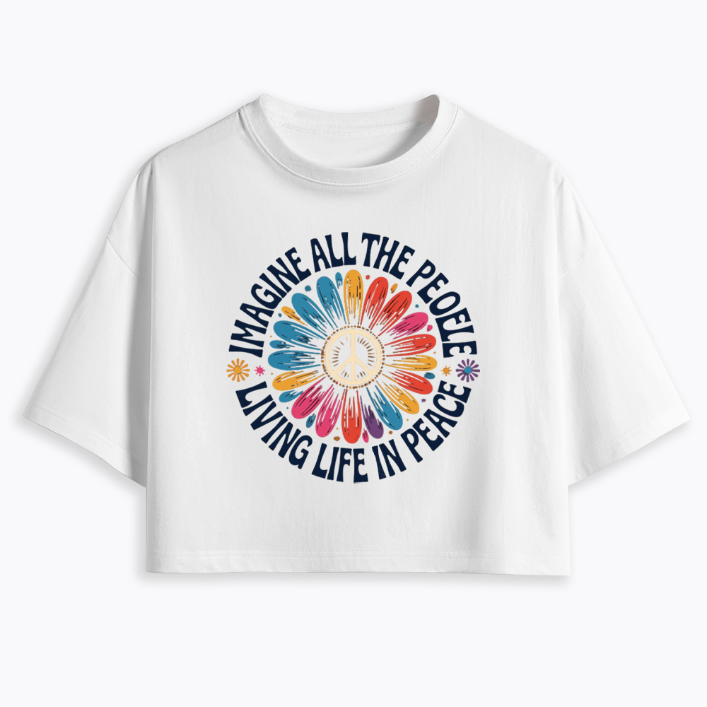 Imagine All the People Living Life in Peace Cropped T-Shirts