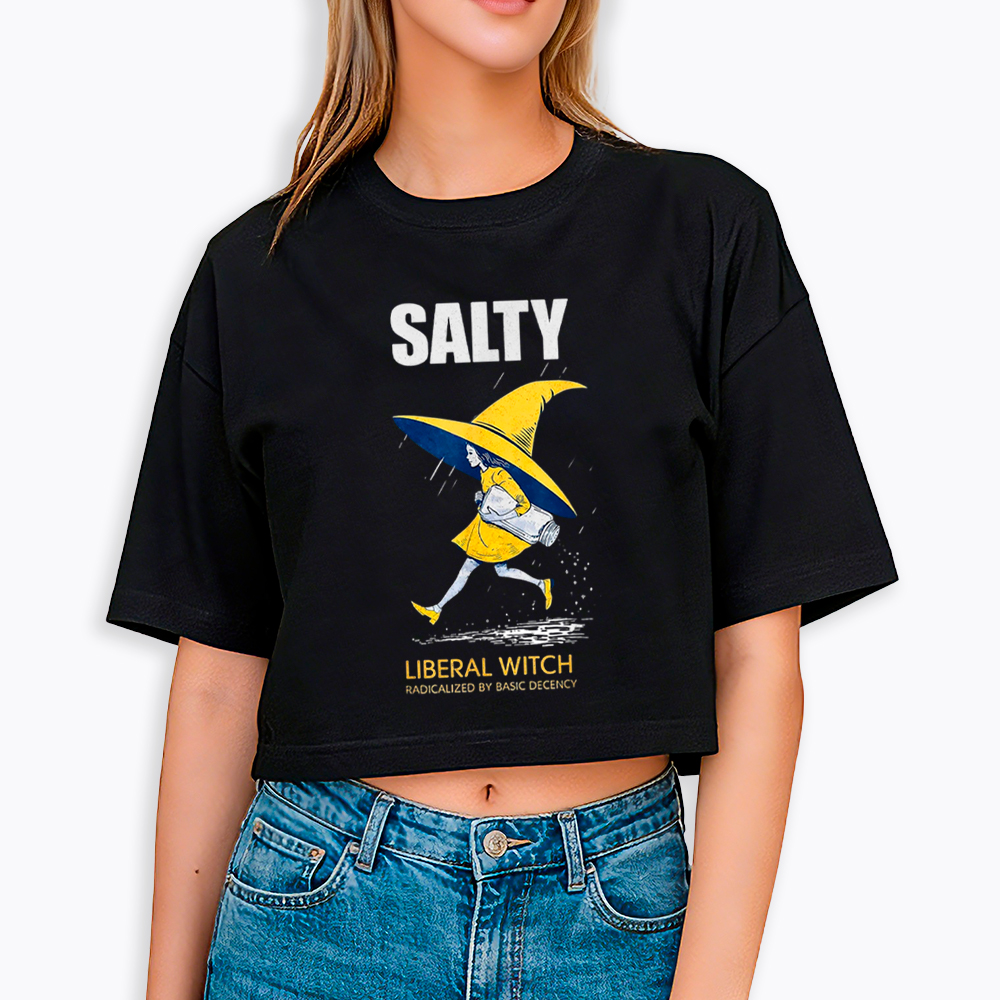 Liberal Witch Radicalized By Basic Decency Cropped T-Shirt