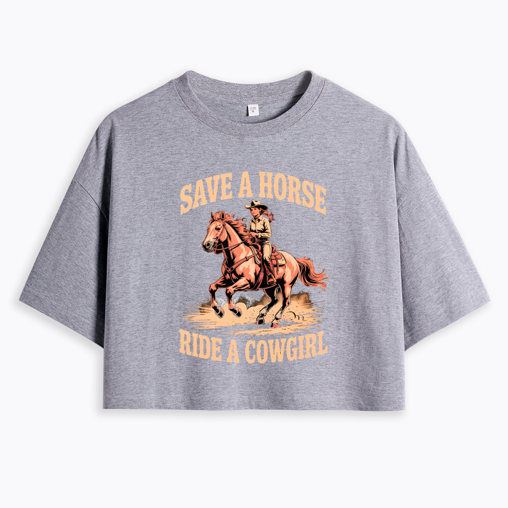 Cowgirl Lesbian Pride Cropped T-Shirt