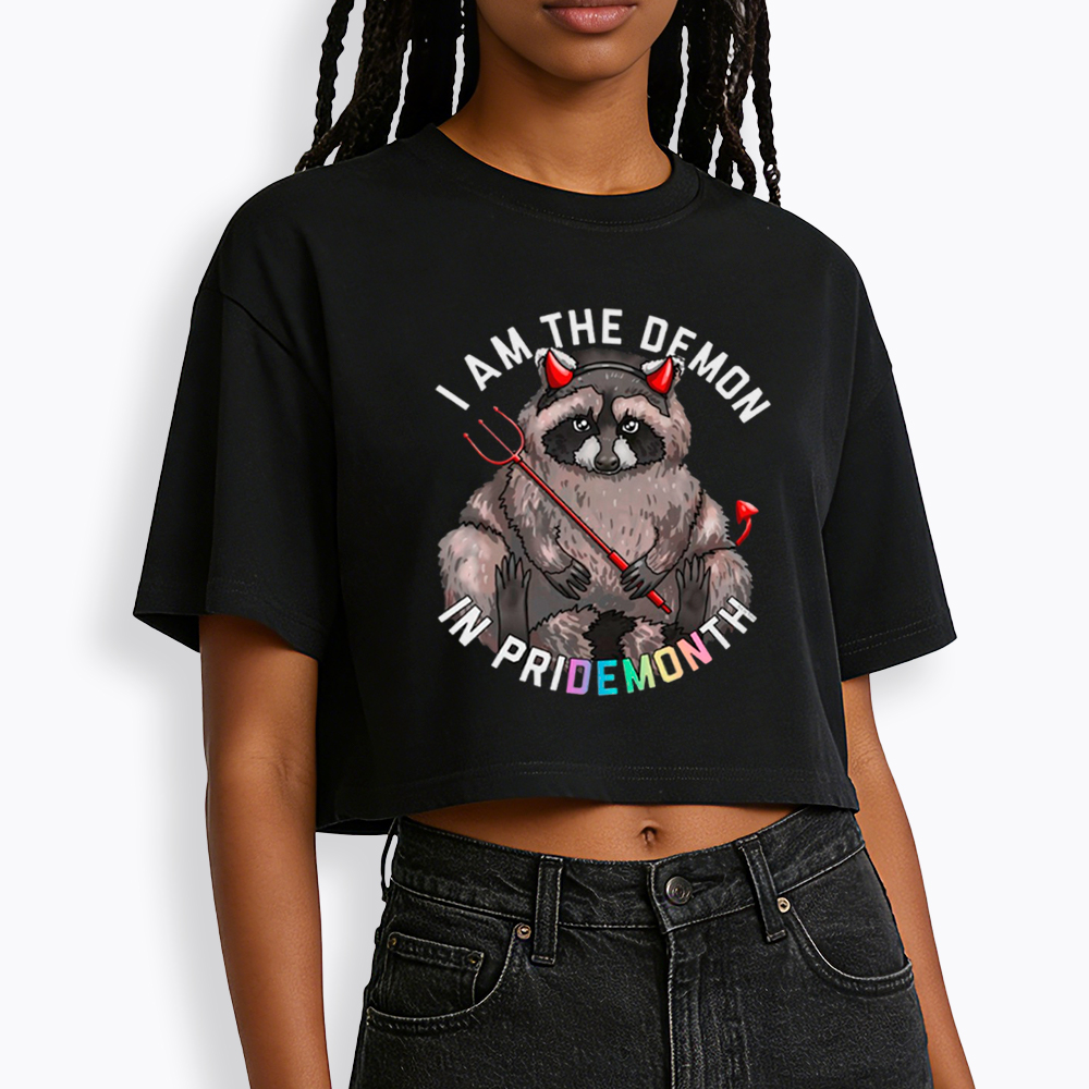 I Am The Demon Raccoon Cropped T-Shirt