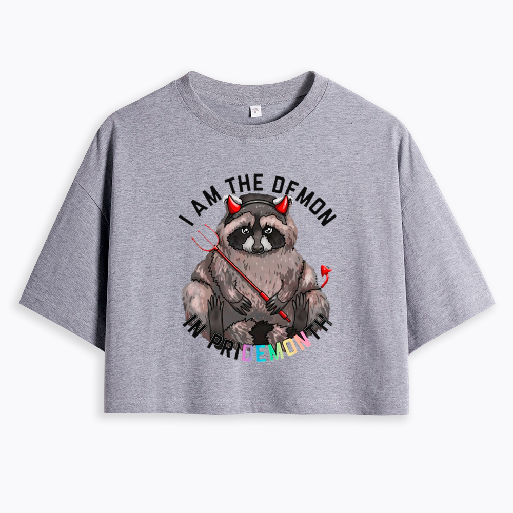 I Am The Demon Raccoon Cropped T-Shirt