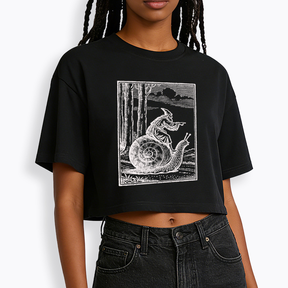 Medieval Snail Rider Cropped T-Shirt