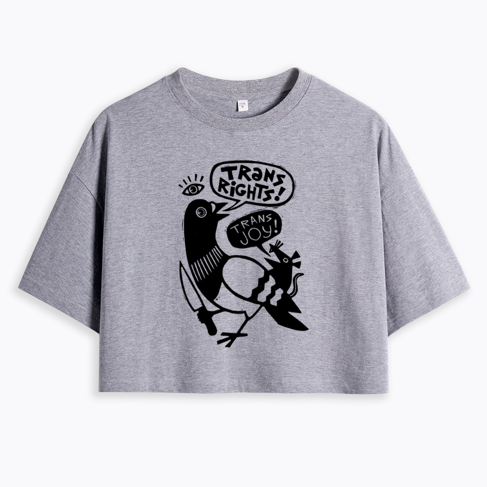 Trans Rights Pigeon and Trans Joy Rat Cropped T-Shirt