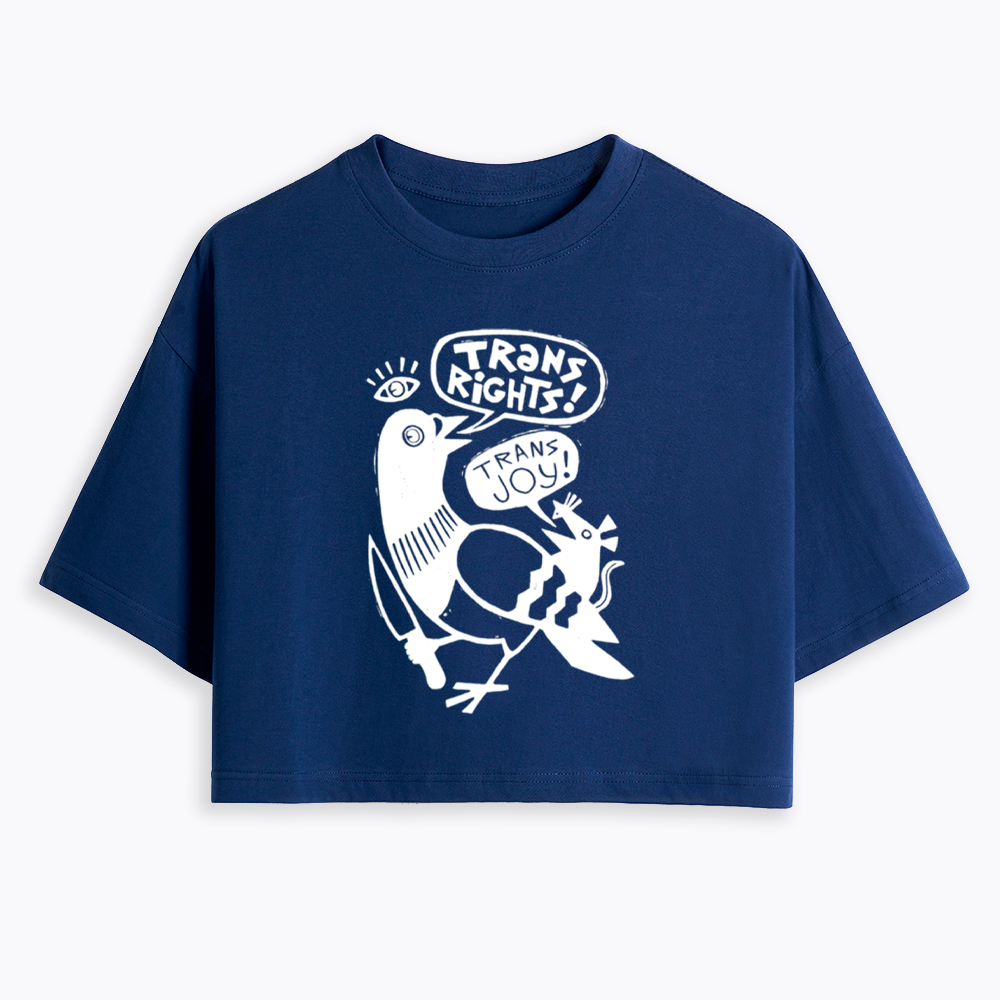 Trans Rights Pigeon and Trans Joy Rat Cropped T-Shirt