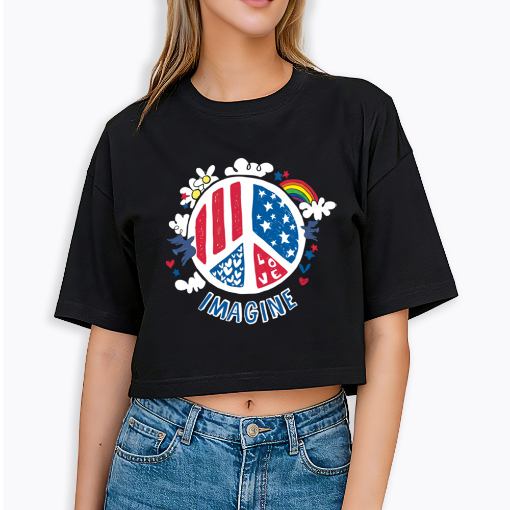 Imagine Love Imagine Peace Cropped T-Shirts