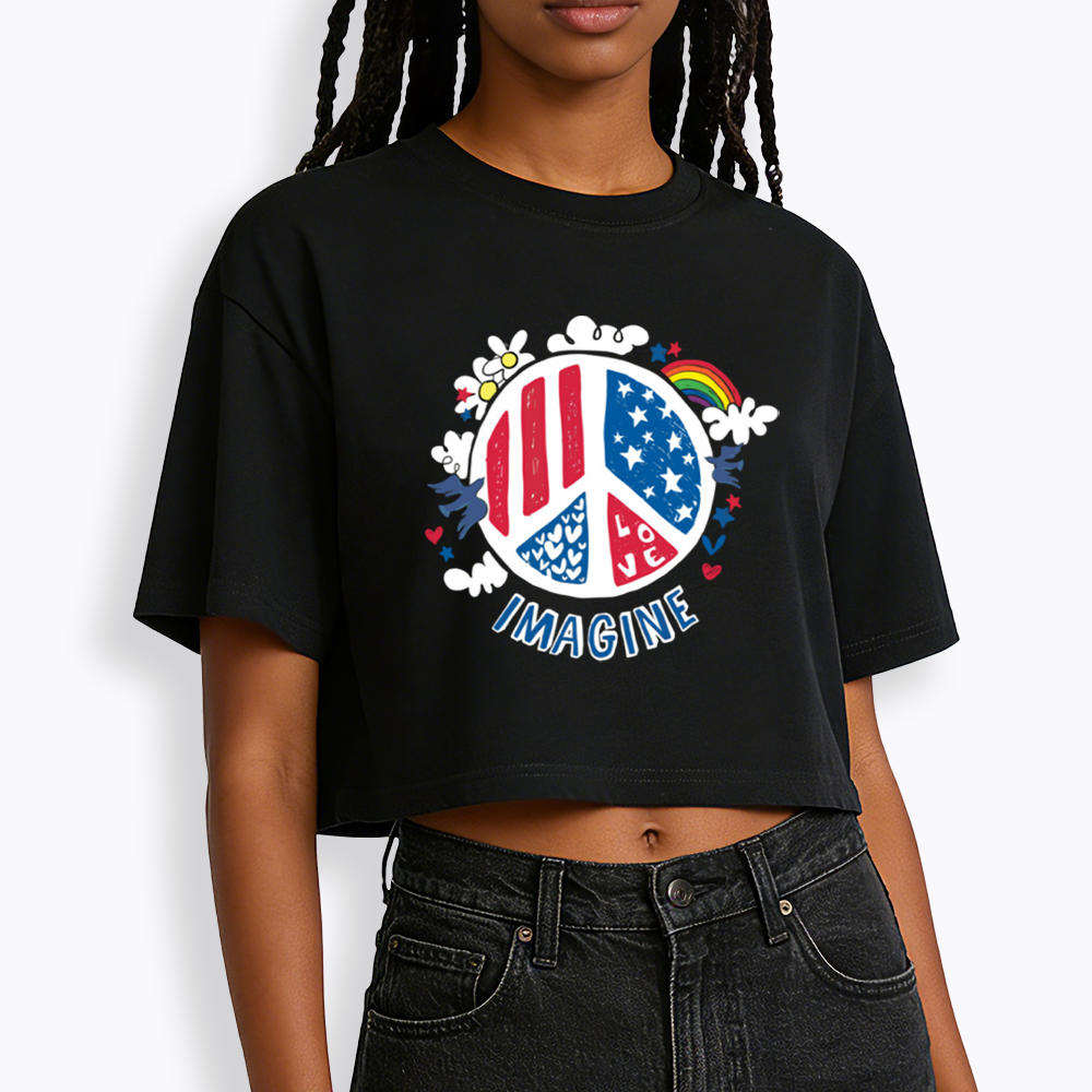 Imagine Love Imagine Peace Cropped T-Shirts
