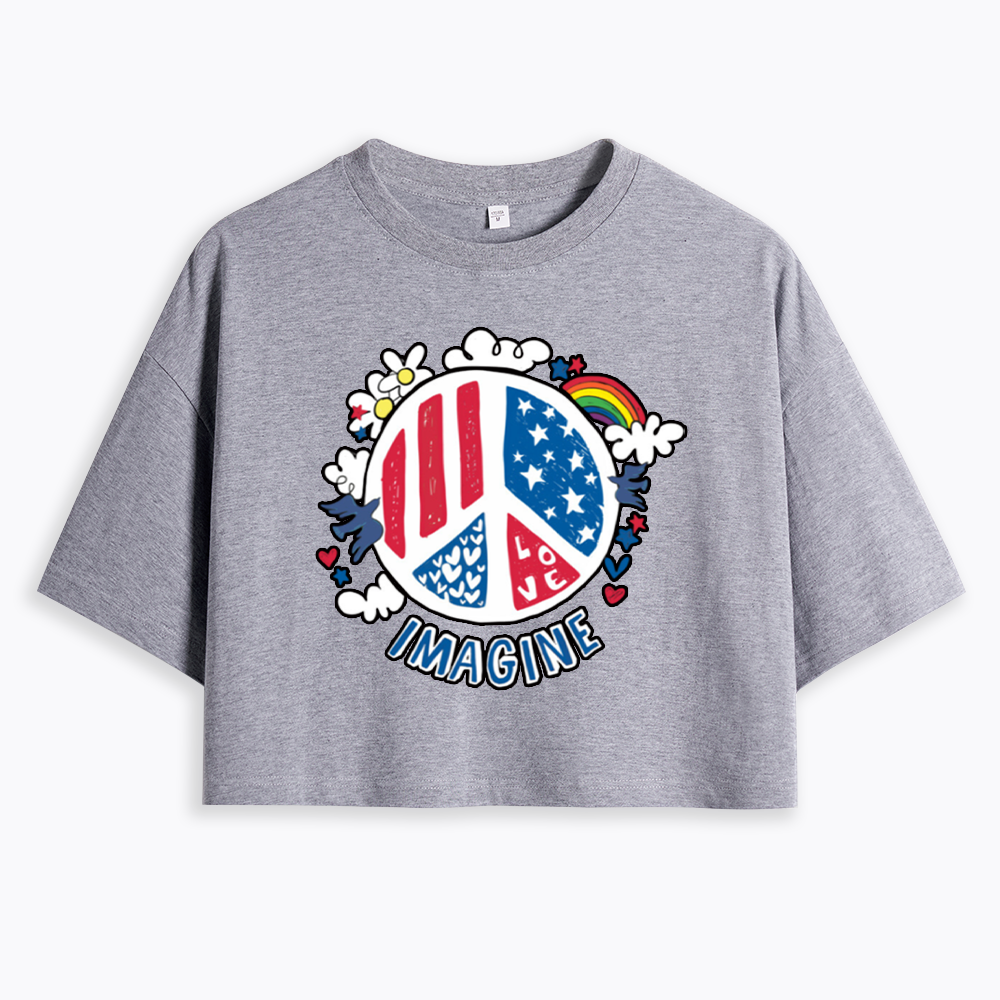 Imagine Love Imagine Peace Cropped T-Shirts