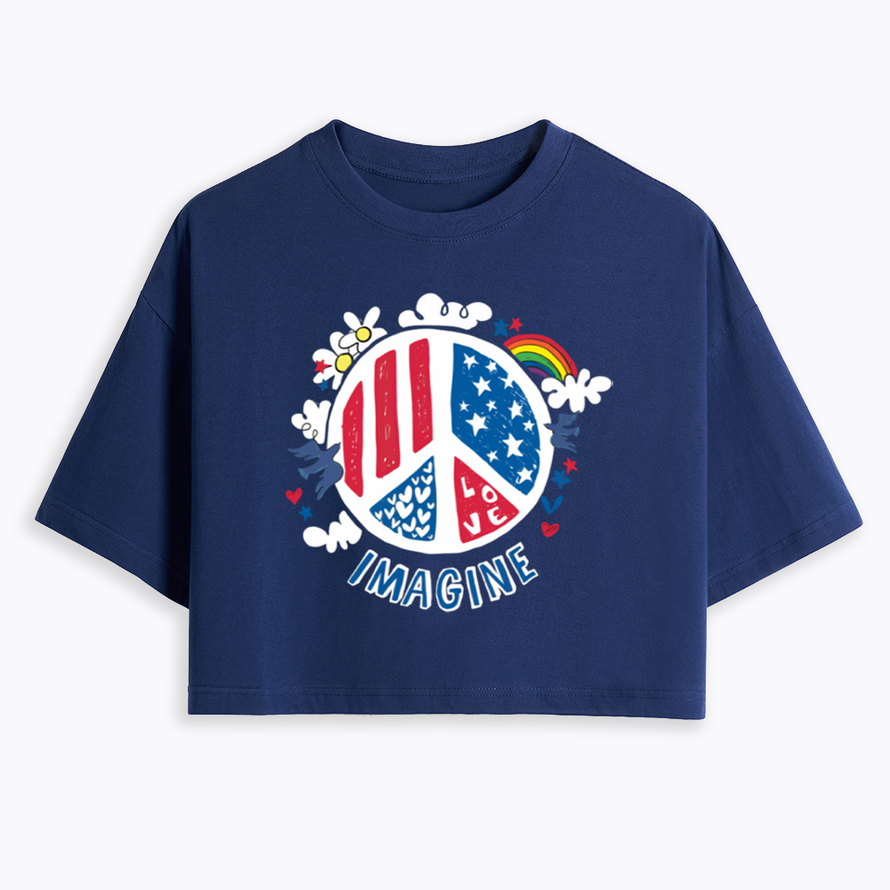 Imagine Love Imagine Peace Cropped T-Shirts