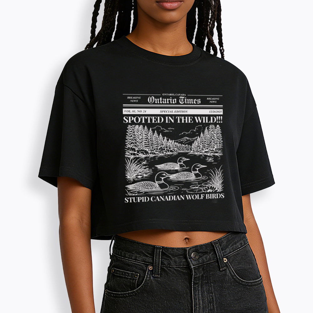 Stupid Canadian Wolf Bird Cropped T-Shirt