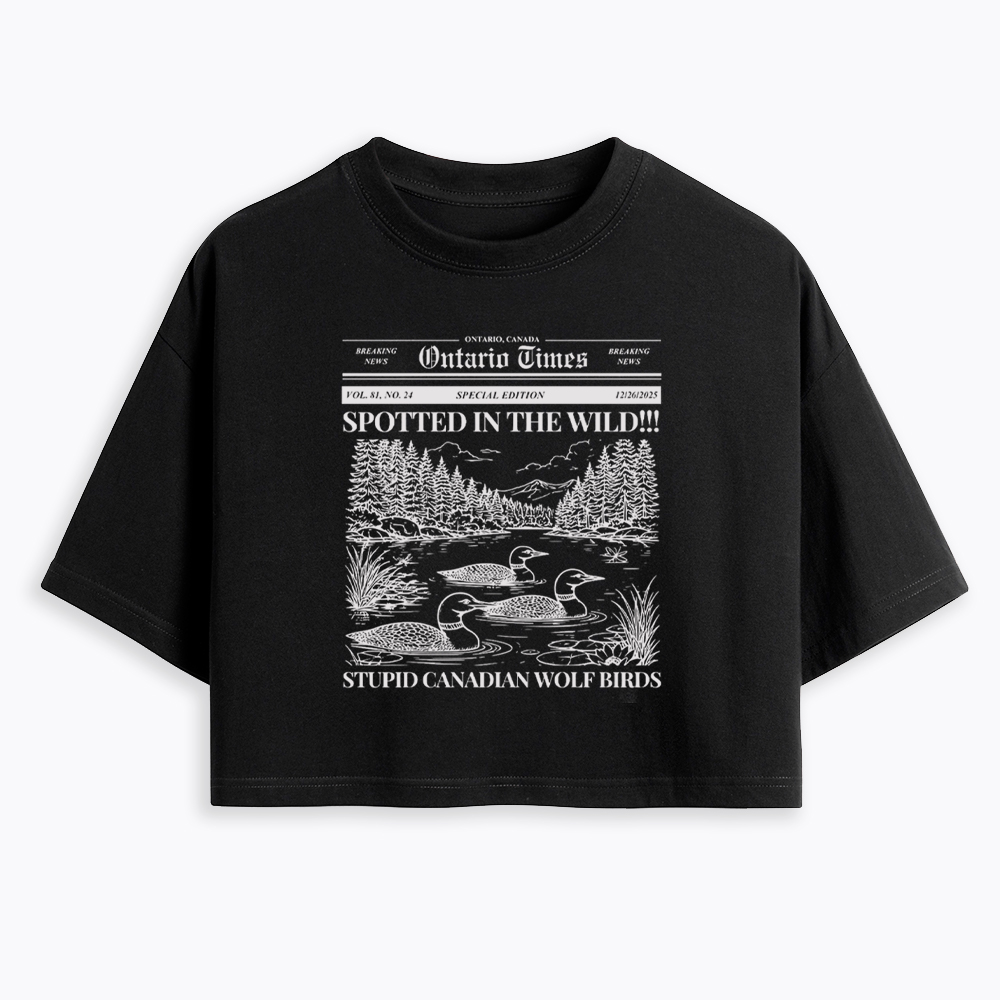 Stupid Canadian Wolf Bird Cropped T-Shirt