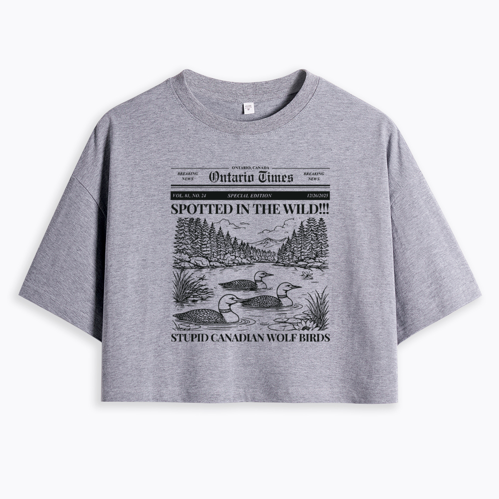 Stupid Canadian Wolf Bird Cropped T-Shirt