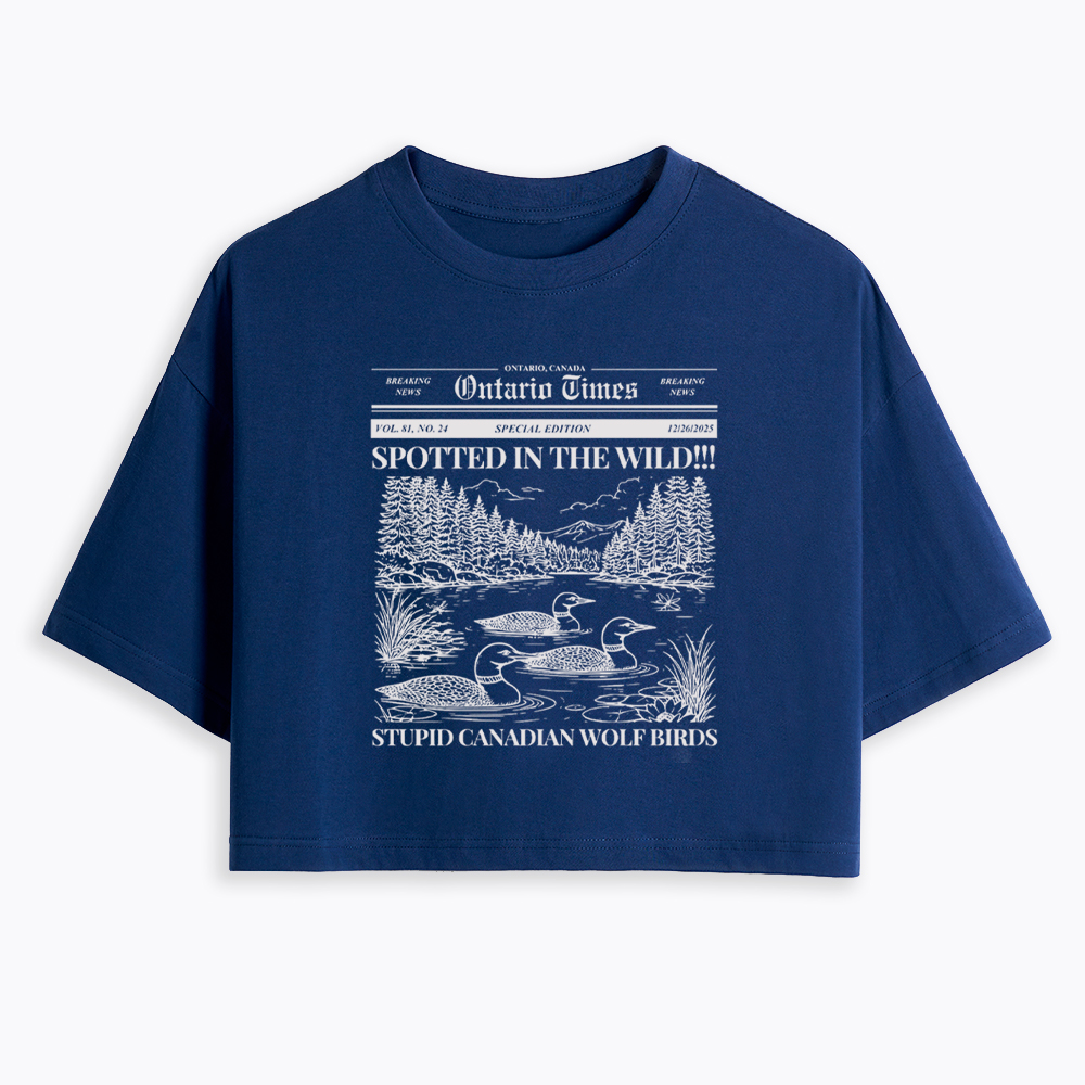 Stupid Canadian Wolf Bird Cropped T-Shirt