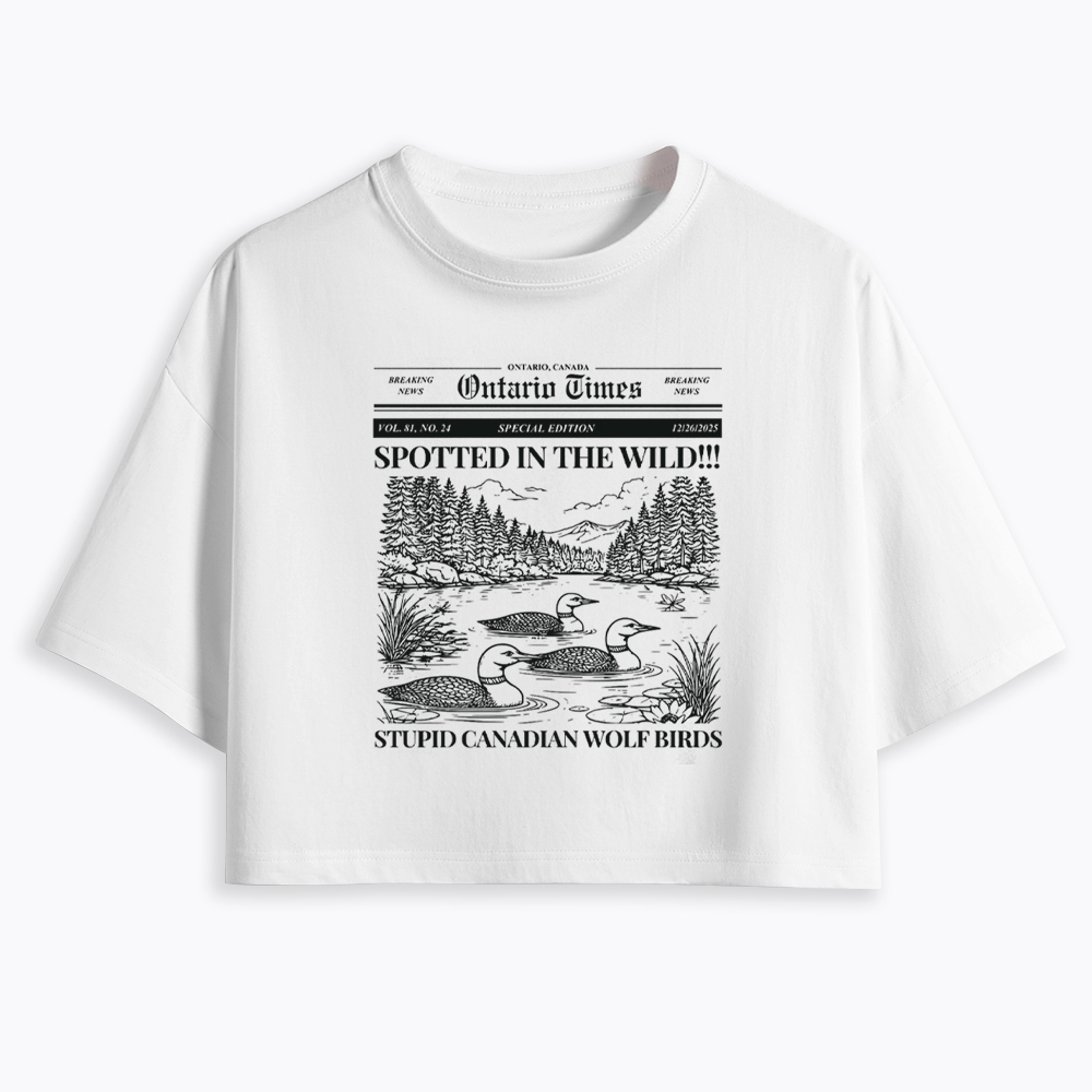 Stupid Canadian Wolf Bird Cropped T-Shirt