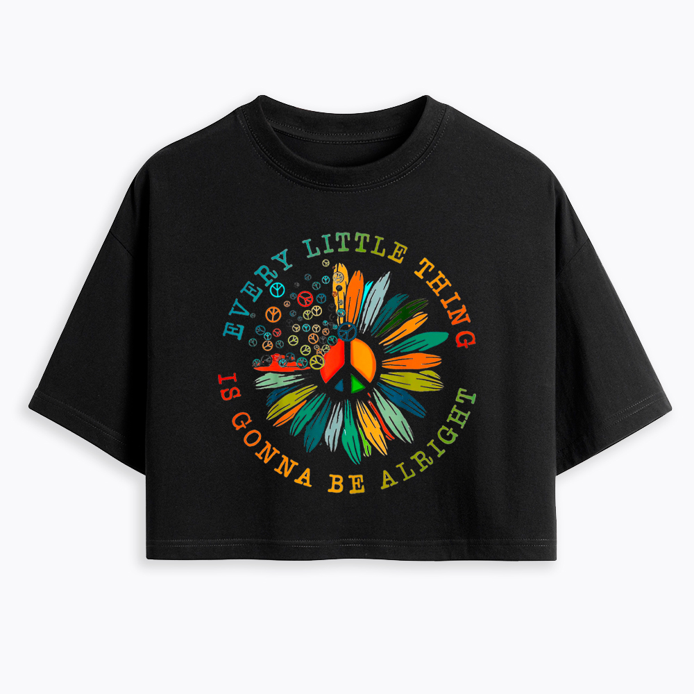 Peace Sign Hippie Daisy Cropped T-Shirt