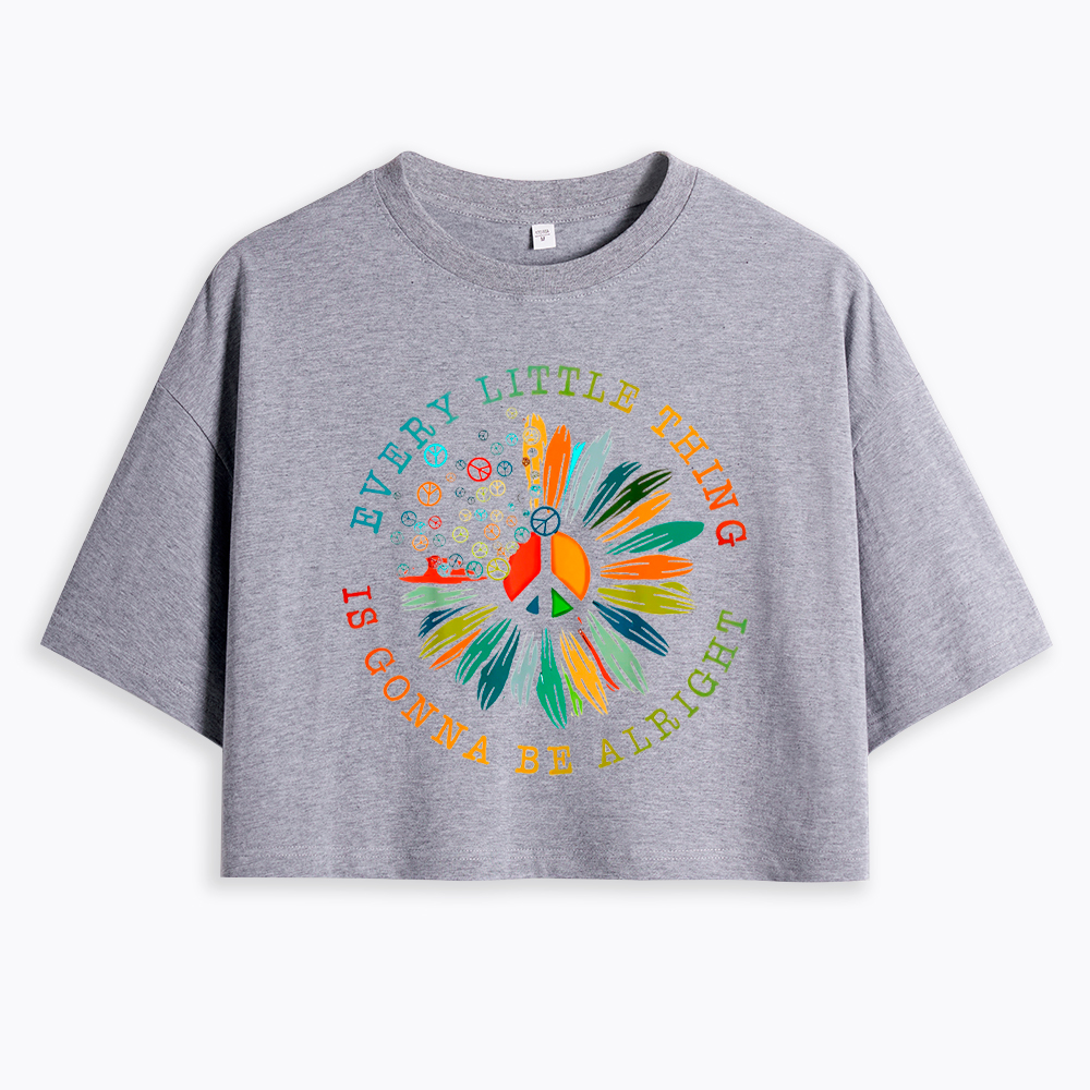 Peace Sign Hippie Daisy Cropped T-Shirt