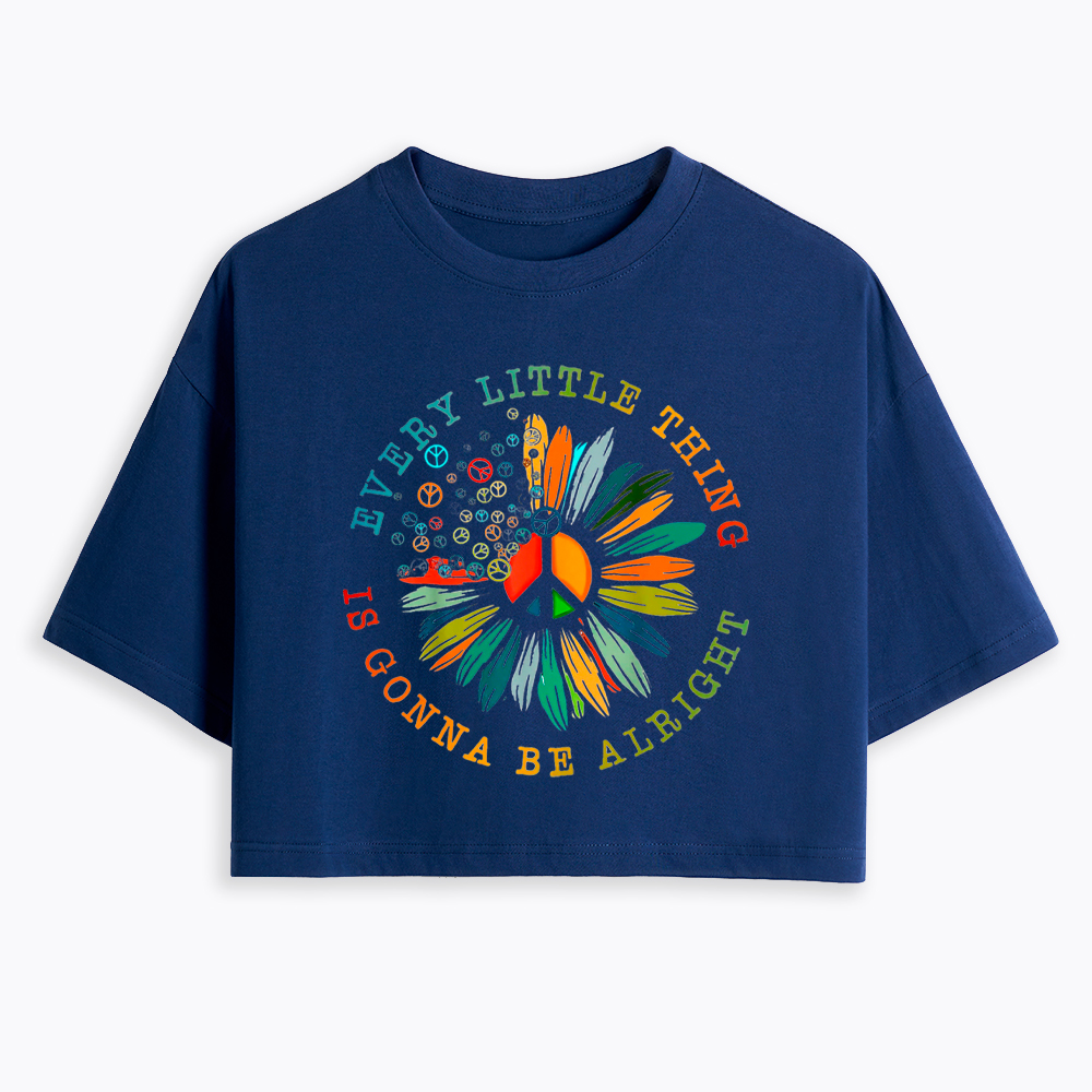 Peace Sign Hippie Daisy Cropped T-Shirt