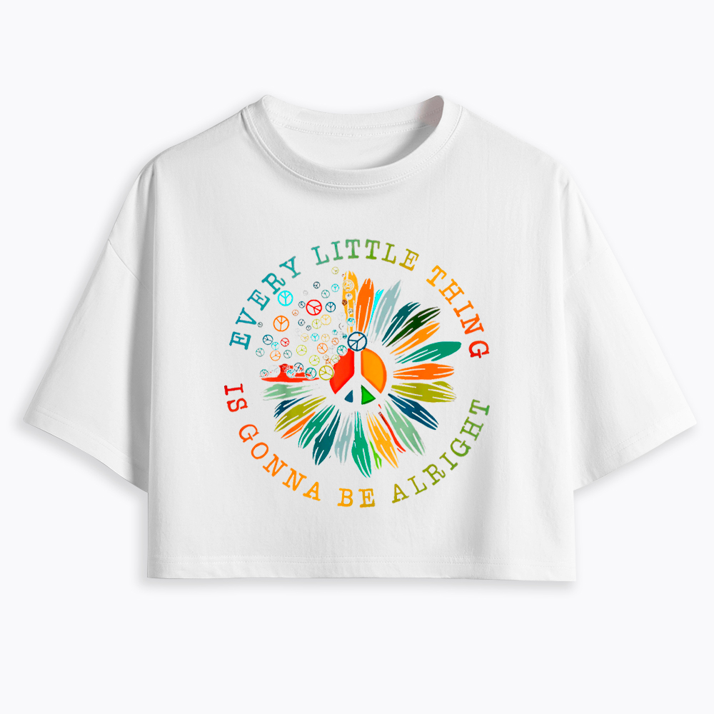 Peace Sign Hippie Daisy Cropped T-Shirt