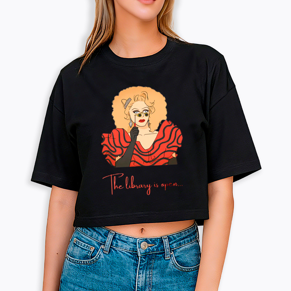 The Library Is Open Cropped T-Shirt