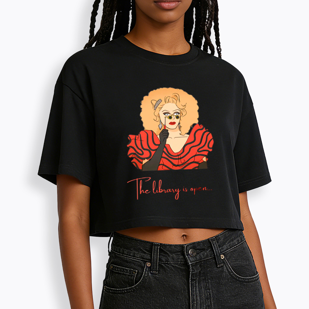 The Library Is Open Cropped T-Shirt