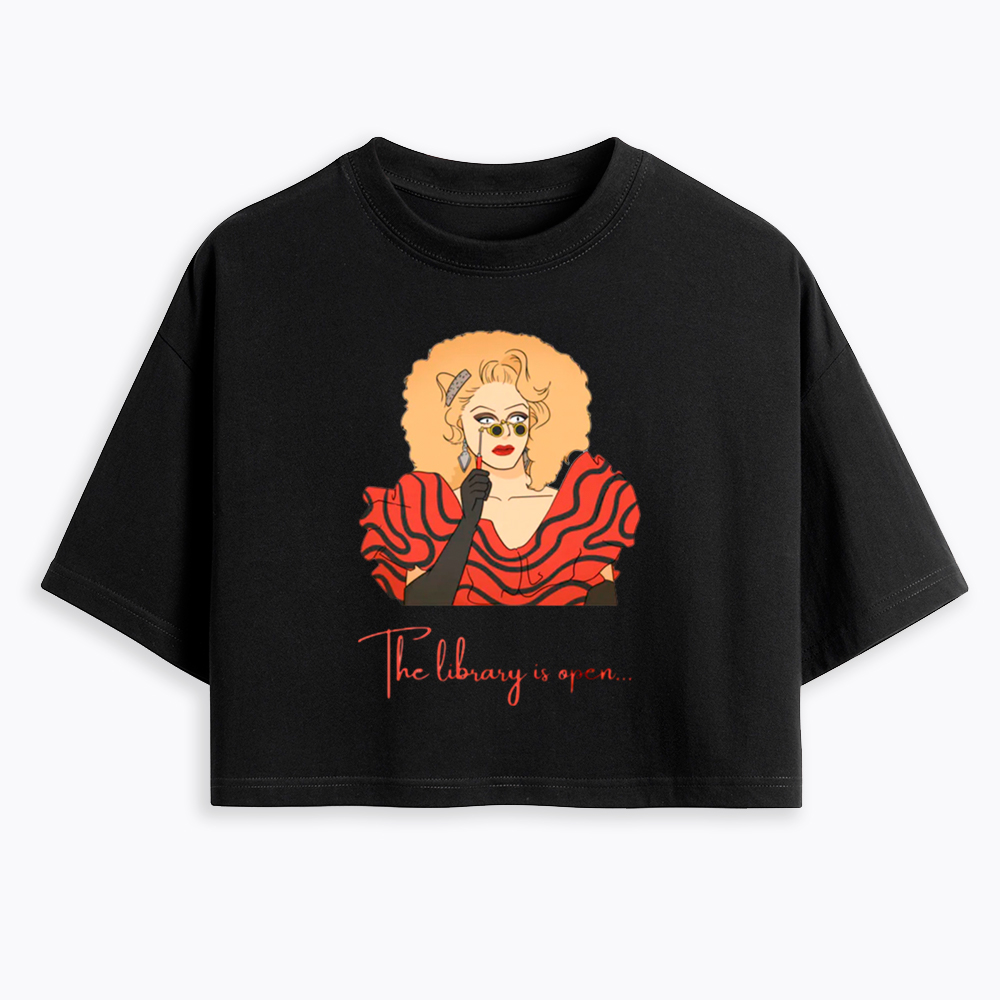 The Library Is Open Cropped T-Shirt