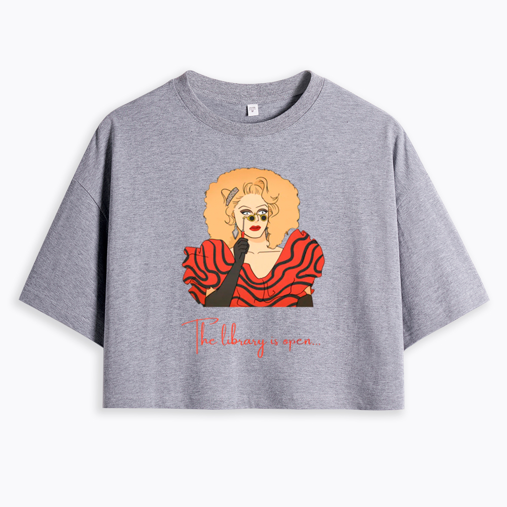 The Library Is Open Cropped T-Shirt