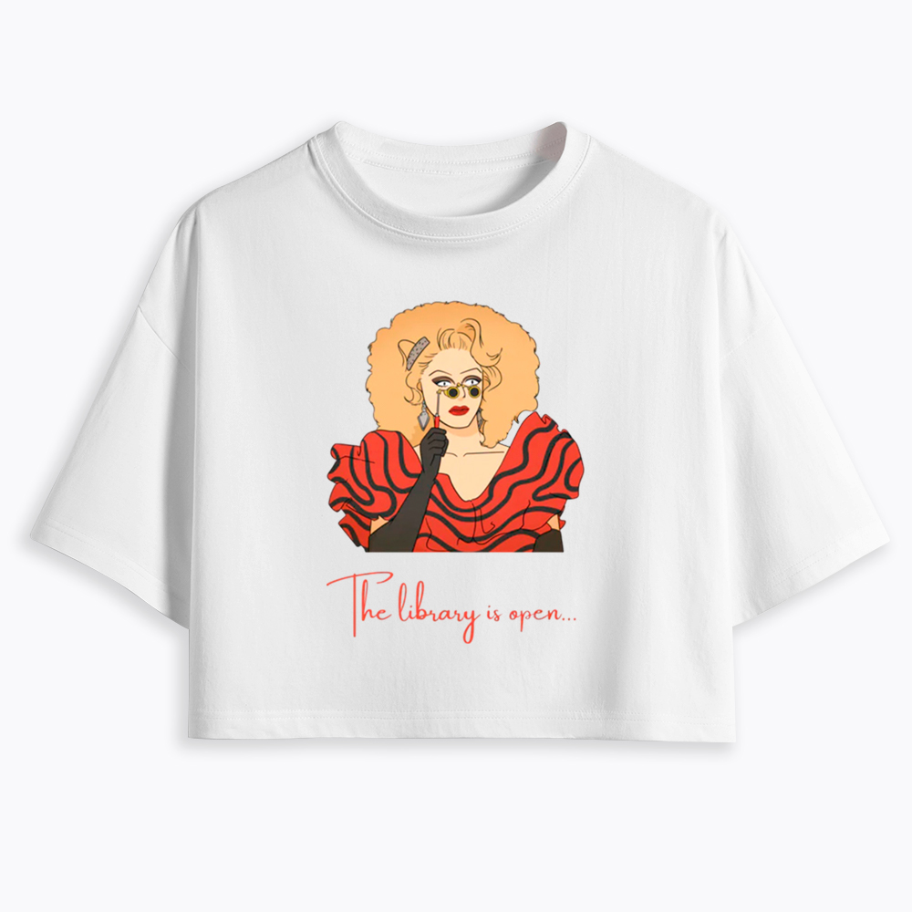 The Library Is Open Cropped T-Shirt