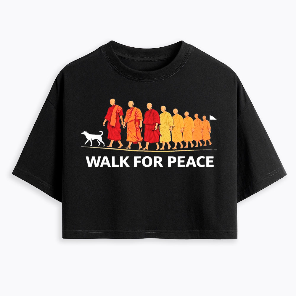 Walk For Peace Monks and Dog Cropped T-Shirt