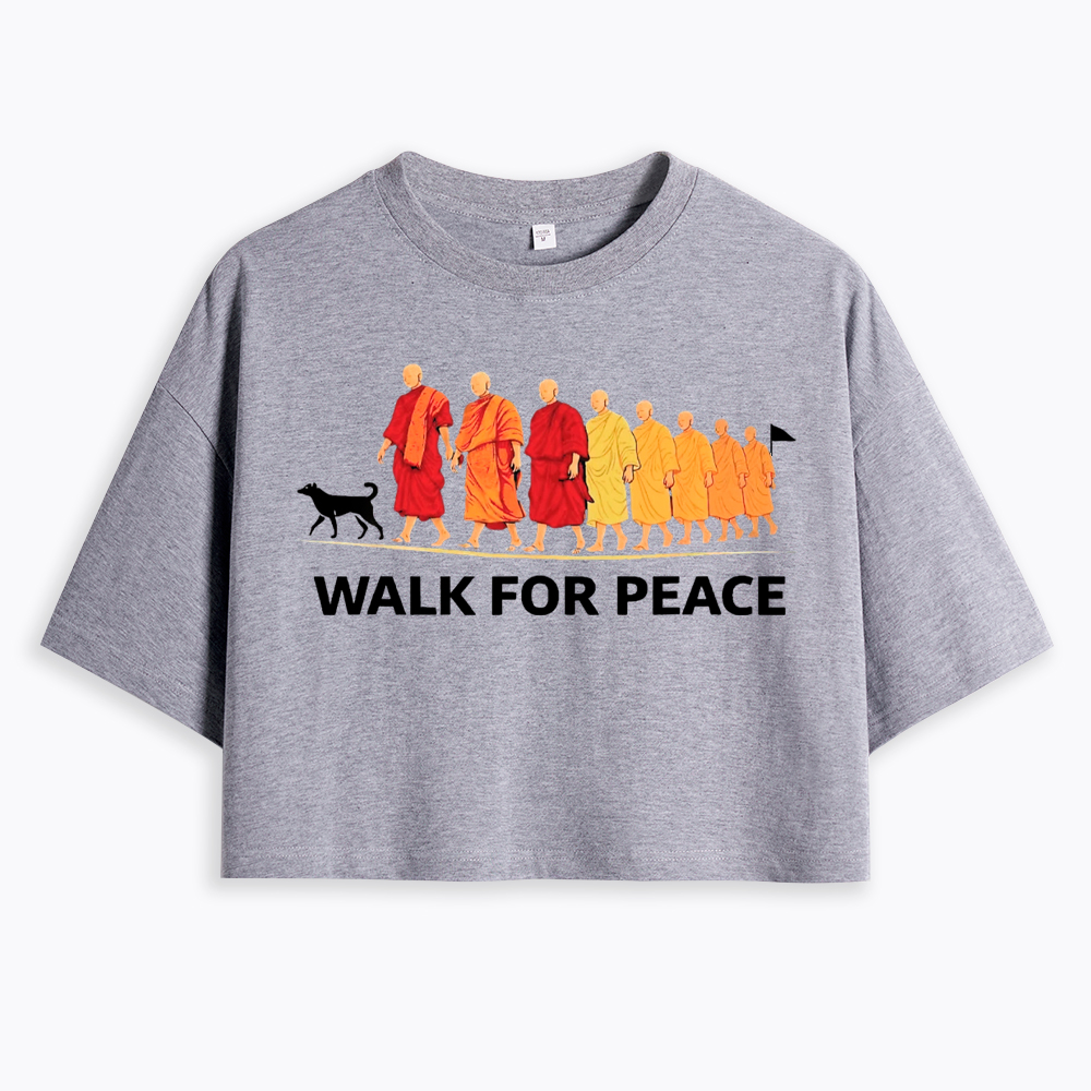 Walk For Peace Monks and Dog Cropped T-Shirt