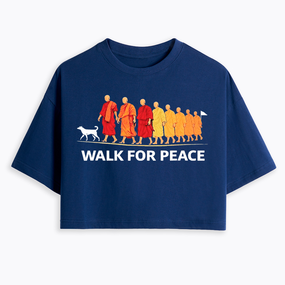 Walk For Peace Monks and Dog Cropped T-Shirt