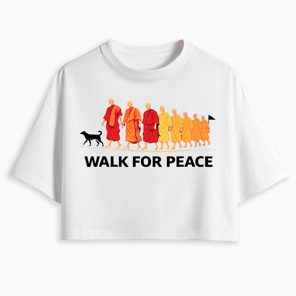 Walk For Peace Monks and Dog Cropped T-Shirt