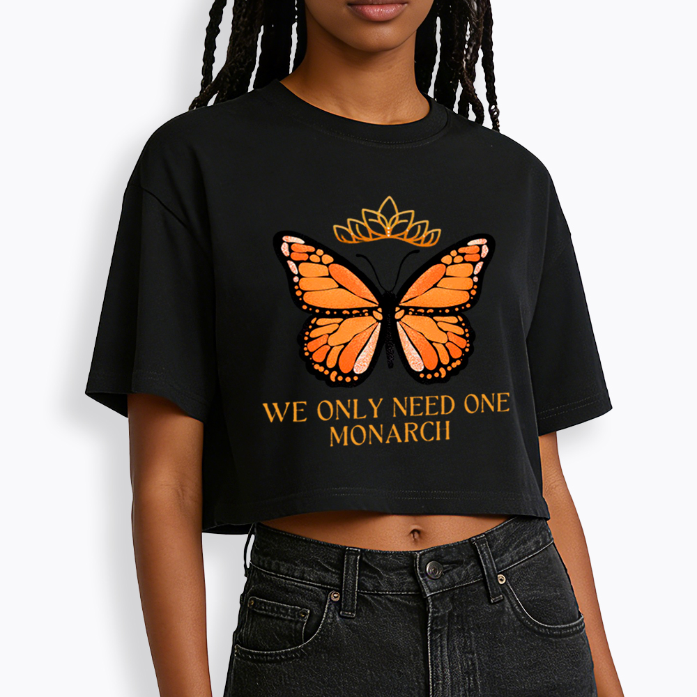 Monarch Butterfly No Kings Cropped T-Shirt