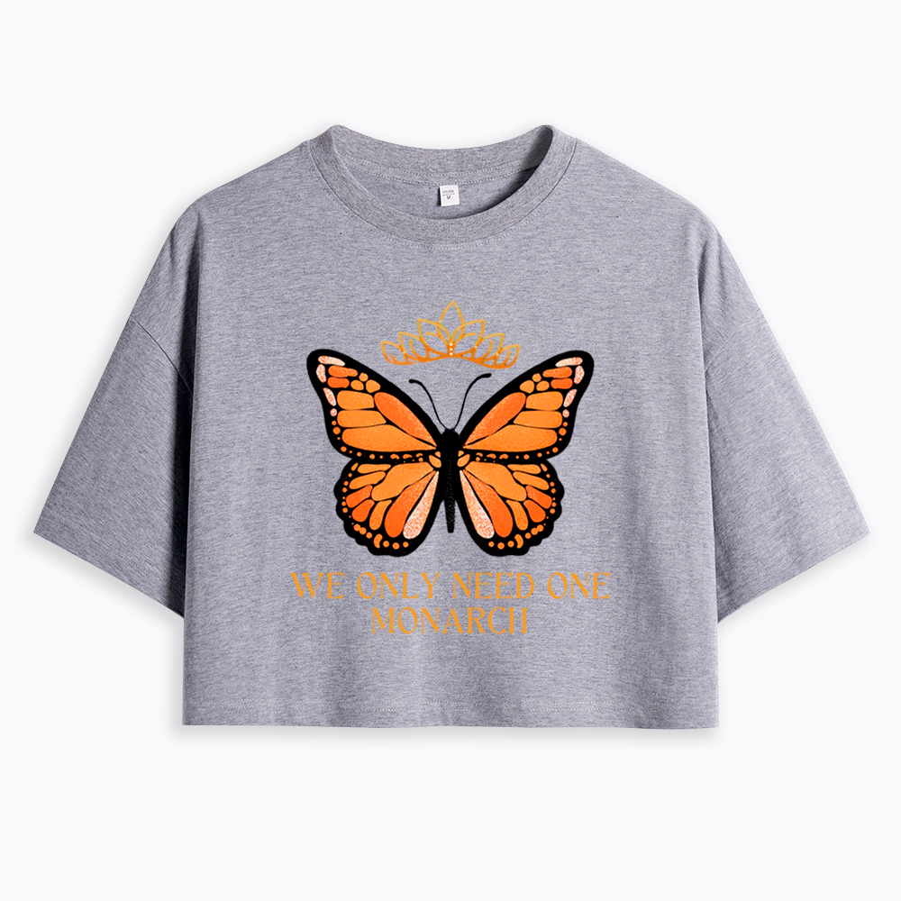 Monarch Butterfly No Kings Cropped T-Shirt