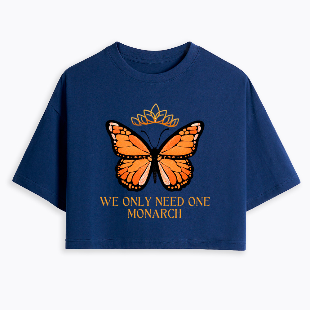 Monarch Butterfly No Kings Cropped T-Shirt