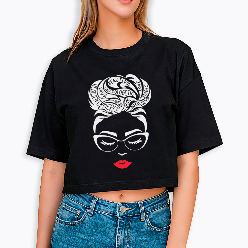 Black Queen Afro Woman Empowerment Cropped T-Shirt