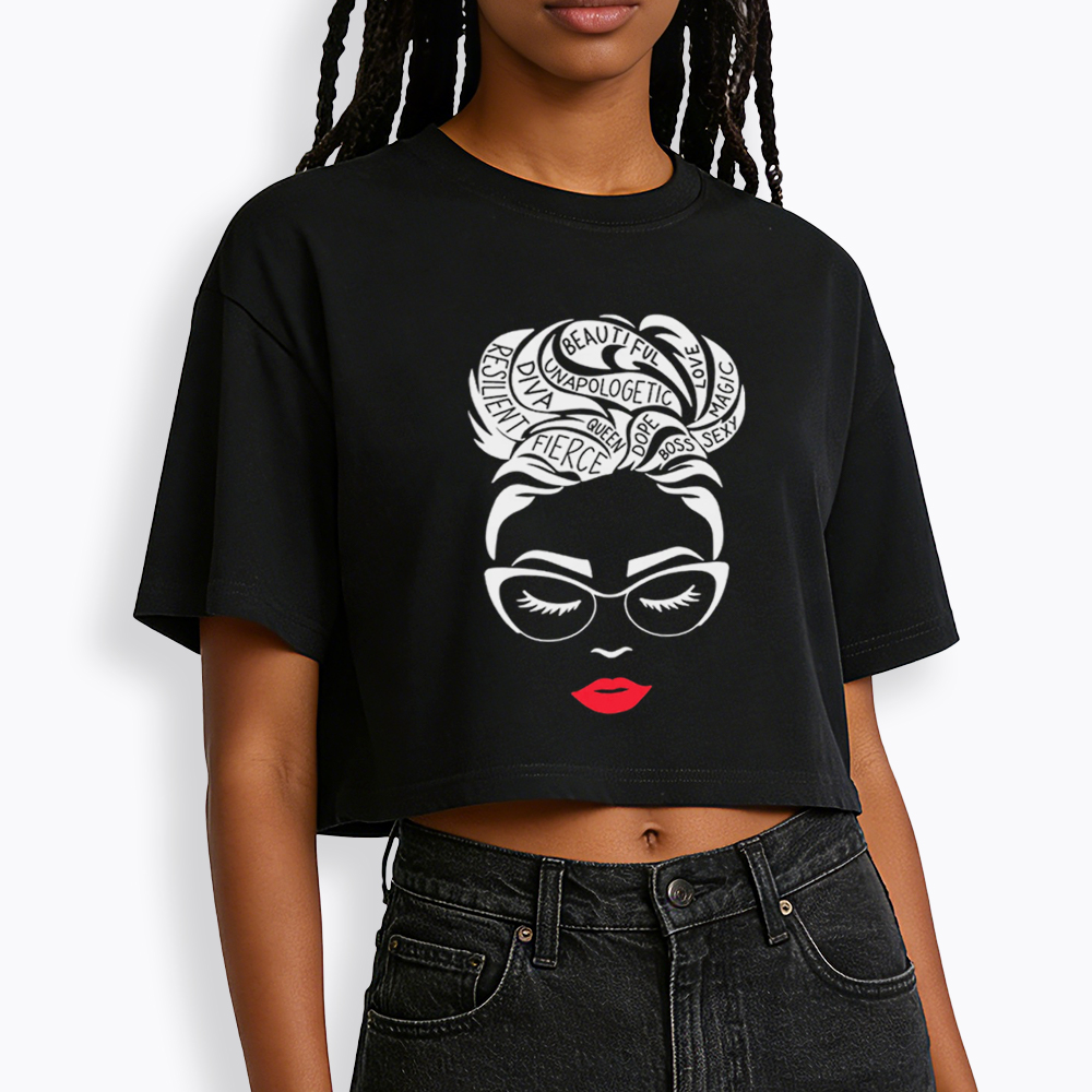 Black Queen Afro Woman Empowerment Cropped T-Shirt