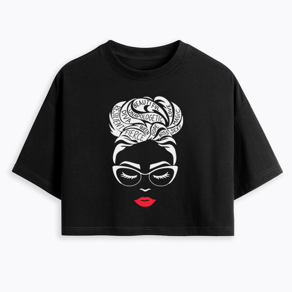 Black Queen Afro Woman Empowerment Cropped T-Shirt