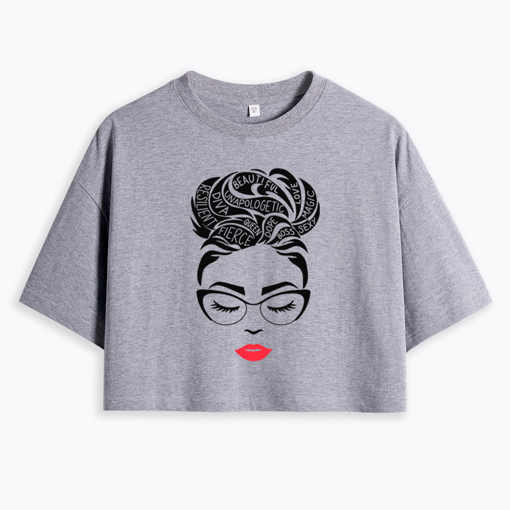 Black Queen Afro Woman Empowerment Cropped T-Shirt