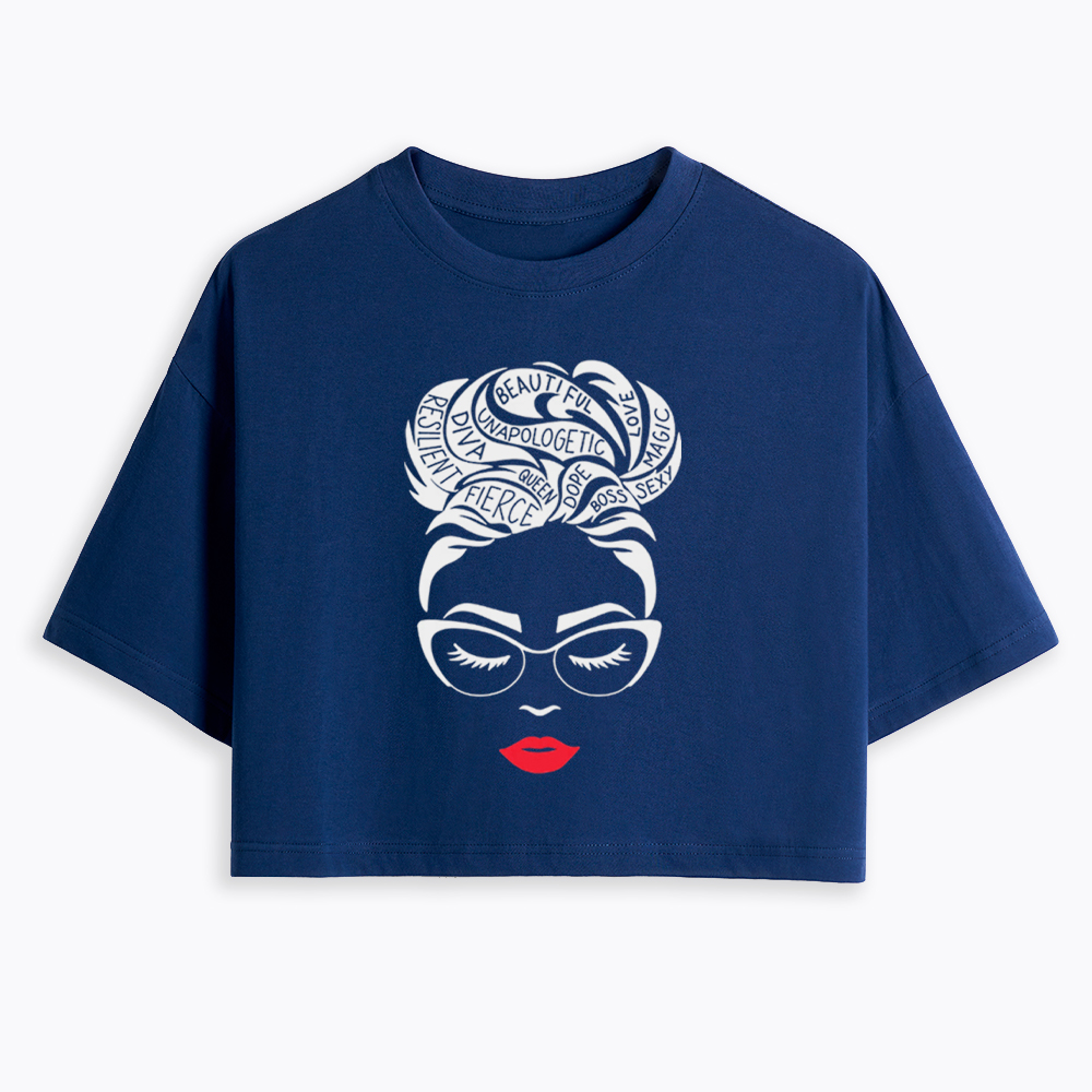 Black Queen Afro Woman Empowerment Cropped T-Shirt