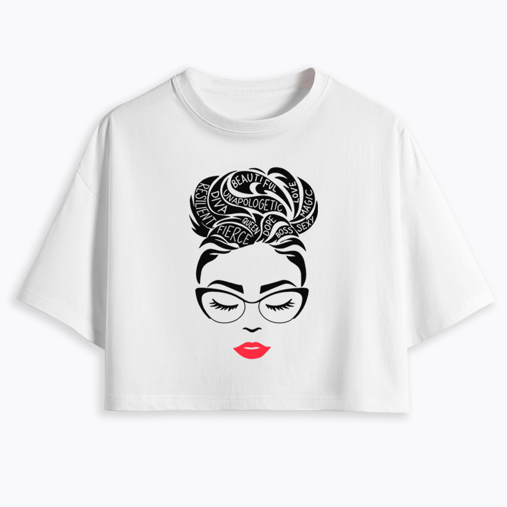 Black Queen Afro Woman Empowerment Cropped T-Shirt