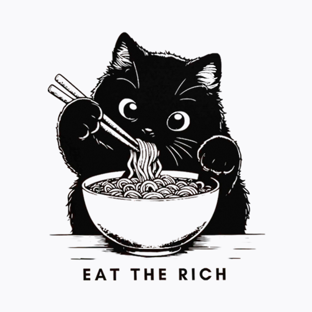 Eat The Rich Cute Cat Political Cropped T-Shirt