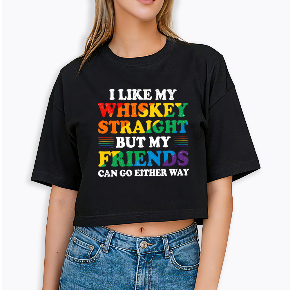 I Like My Whiskey StraightL Cropped T-Shirt