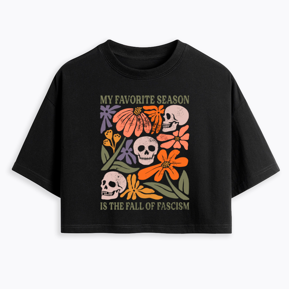 My Favorite Season Floral Skull Cropped T-Shirt