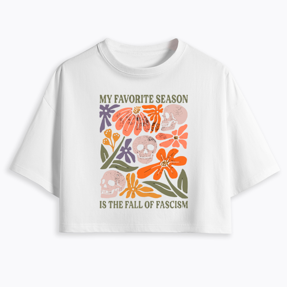 My Favorite Season Floral Skull Cropped T-Shirt