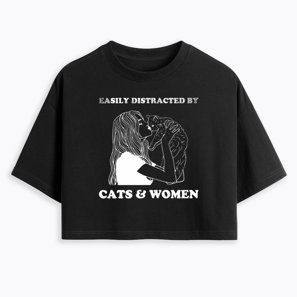 Easily Distracted By Cats Cropped T-Shirt