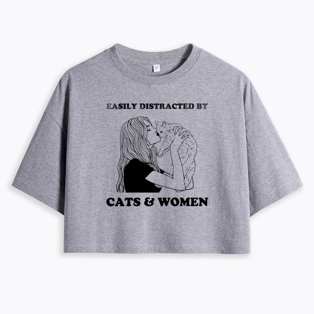 Easily Distracted By Cats Cropped T-Shirt