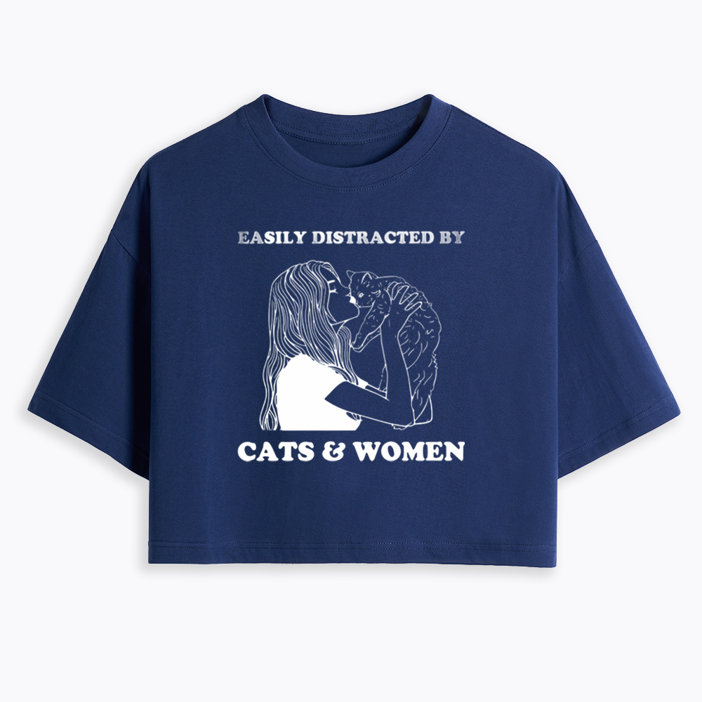 Easily Distracted By Cats Cropped T-Shirt