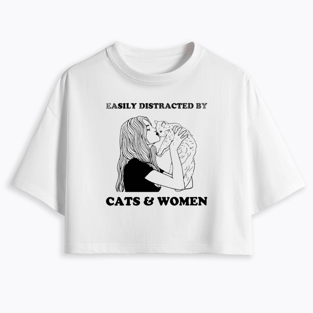 Easily Distracted By Cats Cropped T-Shirt